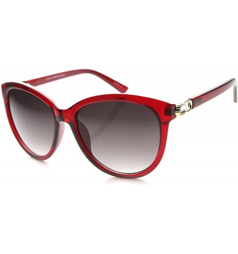 Cat Eye Women's Metal Accent Gradient Lens Oversize Cat Eye Sunglasses 56mm - Red-gold / Lavender - C2126OMUFHR $13.36