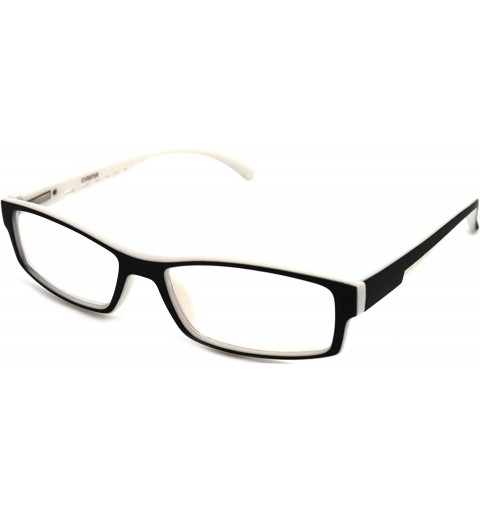 Rectangular Soft Matte Black w/ 2 Tone Reading Glasses Spring Hinge 0.74 Oz - R1 Matte Black Matte White - CJ18WYDC7TA $16.59