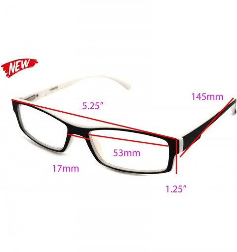 Rectangular Soft Matte Black w/ 2 Tone Reading Glasses Spring Hinge 0.74 Oz - R1 Matte Black Matte White - CJ18WYDC7TA $16.59