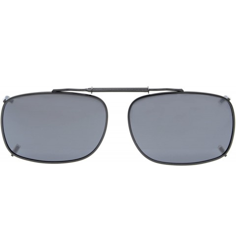 Rectangular Rectangular Polarized Lens Clip On Sunglasses 57mm Wide x 41mm Height Millimeters - C64-grey - C518ITMZRU3 $18.16