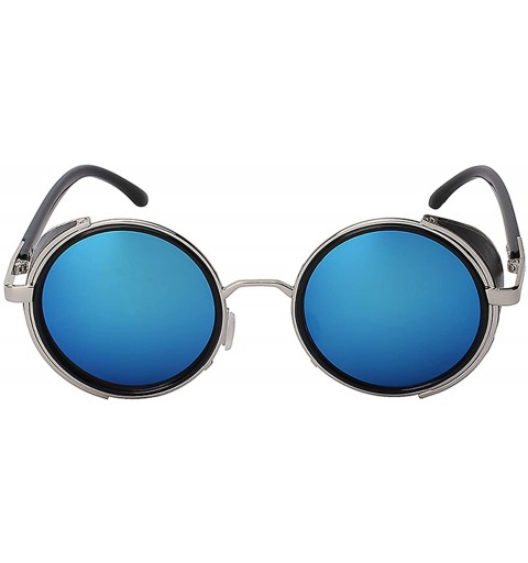 Round Steampunk Vintage Retro Round Circle Gothic Hippie Colored Plastic Frame Sunglasses Colored Lens - CY186Y48KOL $11.43
