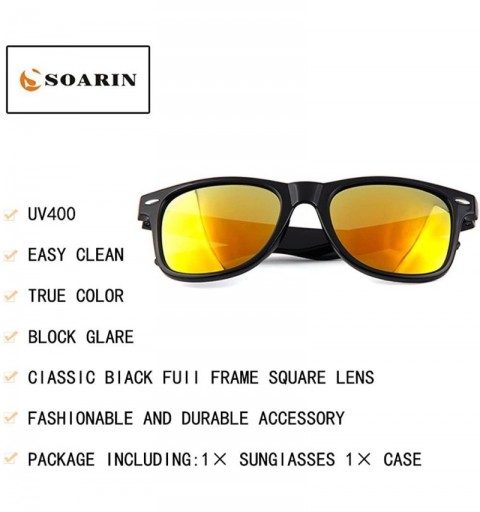 Square SOARIN Sunglasses Reflective Mirror for Women Black Square Rimmed Colorful Lens - Red - CB182I0ELY8 $7.95