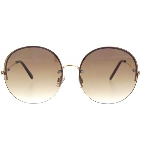 Rimless Womens Rimless Hippie Oceanic Gradient Round Sunglasses - Gold Brown - CN18OCYXIG5 $14.18