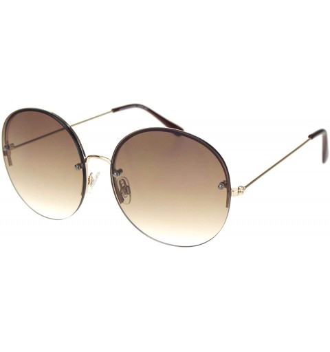 Rimless Womens Rimless Hippie Oceanic Gradient Round Sunglasses - Gold Brown - CN18OCYXIG5 $14.18