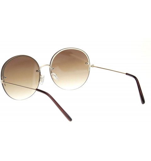 Rimless Womens Rimless Hippie Oceanic Gradient Round Sunglasses - Gold Brown - CN18OCYXIG5 $14.18