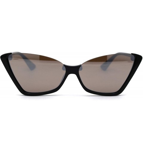 Cat Eye Womens Upside Down Half Rim Cat Eye Retro Plastic Sunglasses - Black Brown Mirror - CB197NLKAIH $8.89