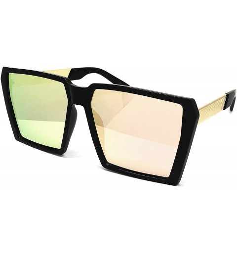 Oversized 7292-1 Premium Oversized XXL Vintage Square Flat Top Sunglasses - Rose Gold - CH18OUDAKW7 $30.20