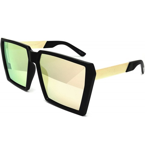 Oversized 7292-1 Premium Oversized XXL Vintage Square Flat Top Sunglasses - Rose Gold - CH18OUDAKW7 $15.82
