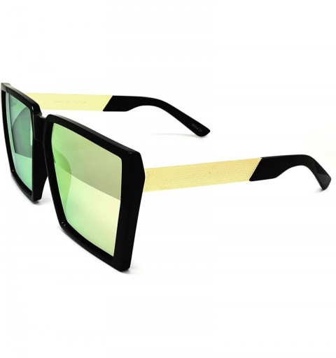 Oversized 7292-1 Premium Oversized XXL Vintage Square Flat Top Sunglasses - Rose Gold - CH18OUDAKW7 $15.82