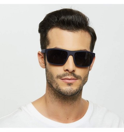 Round Men Polarized Sunglasses TR90 Outdoor Driving Sport Fashion Glasses - Blue Frame Gradient Gray Lens - C018ZCTWAAM $11.00