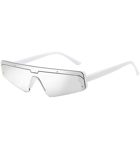 Square Unisex Men Women Slender Square Small Frame Sunglasses Retro Fashion Sunglasses - Silver - C018TDKEQYW $20.94