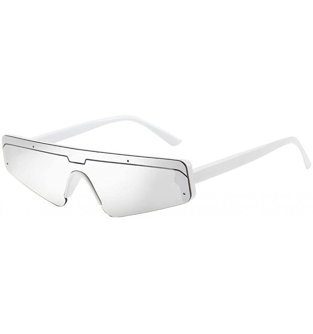 Square Unisex Men Women Slender Square Small Frame Sunglasses Retro Fashion Sunglasses - Silver - C018TDKEQYW $7.98