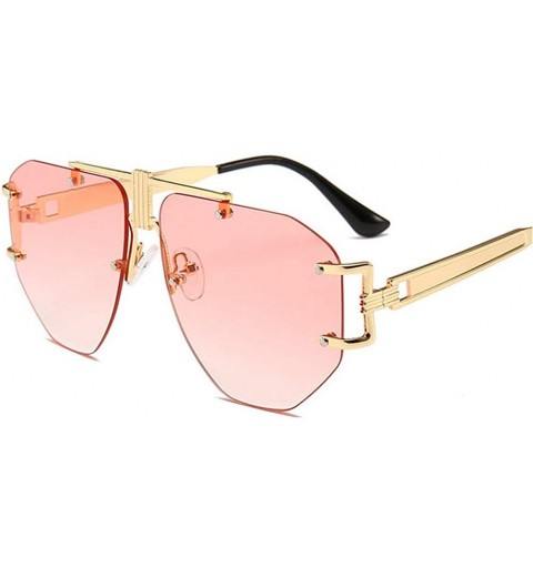 Butterfly Fashion New Cut Edge Big Frame Retro Punk Style Wind Unisex Sunglasses - Transparent Pink - CI18N6K3GS9 $22.36