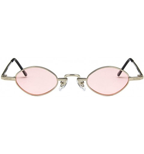 Oval Unisex Sunglasses Retro Silver Pink Drive Holiday Oval Non-Polarized UV400 - CY18RH6TH5L $7.82