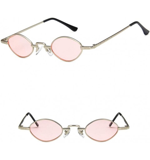 Oval Unisex Sunglasses Retro Silver Pink Drive Holiday Oval Non-Polarized UV400 - CY18RH6TH5L $7.82