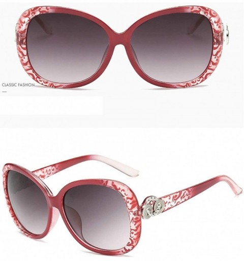 Sport Vintage Polarized Sunglasses for Women PC Resin UV 400 Protection - Red Floral - CV18SZUH2H0 $11.94