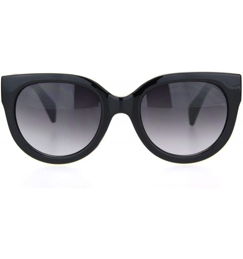 Round Womens Mod Boyfriend Fashion Minimal Plastic Sunglasses - Black Smoke - CS18OD385KT $14.79