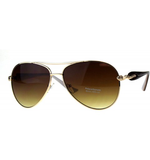 Aviator Womens Aviator Sunglasses Snake Temple Designer Fashion UV 400 - Gold Brown - CL18KA6QKC7 $9.60