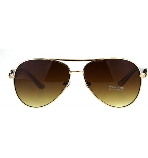 Aviator Womens Aviator Sunglasses Snake Temple Designer Fashion UV 400 - Gold Brown - CL18KA6QKC7 $9.60
