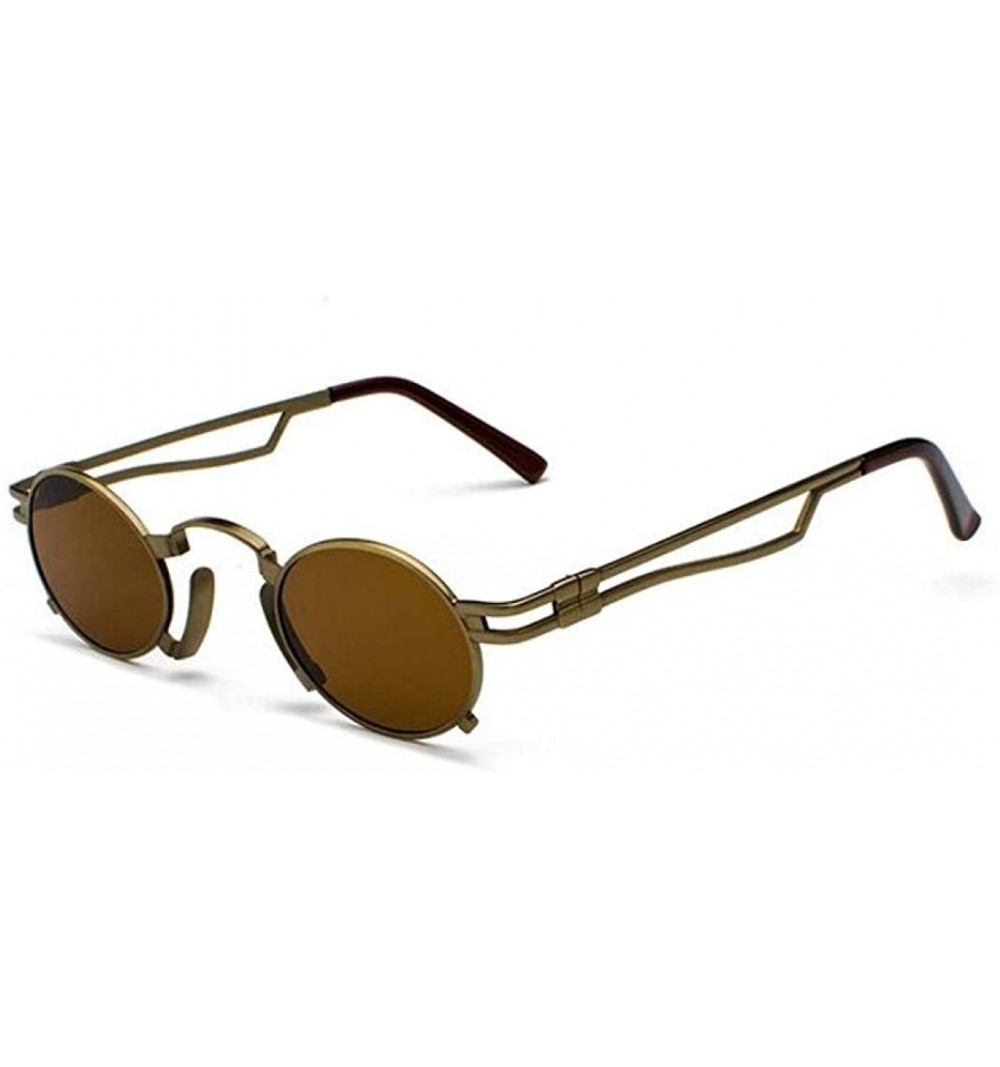 Round Retro Steampunk Sunglasses Men Round Vintage Eyewear Summer Metal Frame Black Oval Sun Glasses - Tea Tea - C518U25HNC9 ...