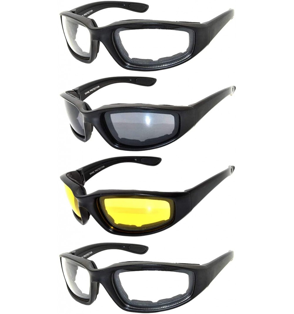 Goggle Riding Glasses - Clear Yellow Smoke (4 Pack) - CQ127HAQOYH $16.75