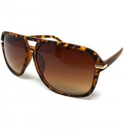 Aviator Adult Size 70's Style Plastic Aviator Sunglasses - Tortoise Rubberized- Brown - C3195CX462N $8.24