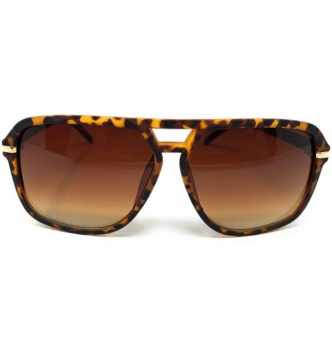 Aviator Adult Size 70's Style Plastic Aviator Sunglasses - Tortoise Rubberized- Brown - C3195CX462N $8.24