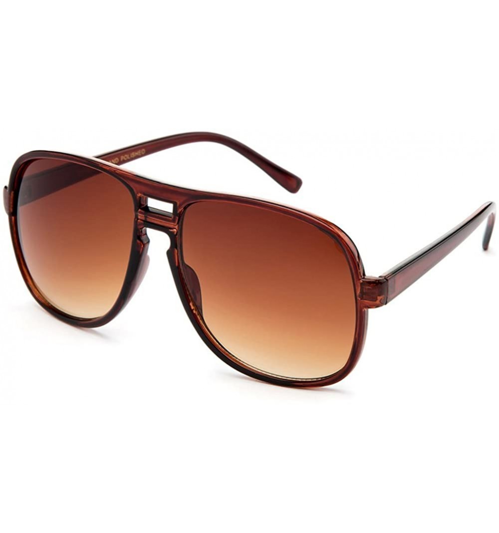 Sport "Cali" Retro Carrera Style Light Weight Mirrored Sunglasses - Brown - C112GW0OXUB $18.70