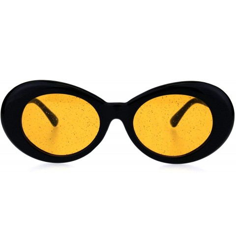 Goggle Womens Round Oval Glitter Lens Thick Plastic Mod Retro Sunglasses - Black Orange - CK18H0QT6DQ $10.39