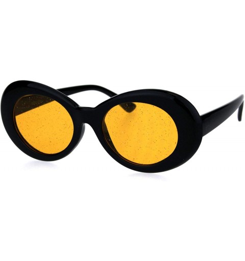 Goggle Womens Round Oval Glitter Lens Thick Plastic Mod Retro Sunglasses - Black Orange - CK18H0QT6DQ $10.39