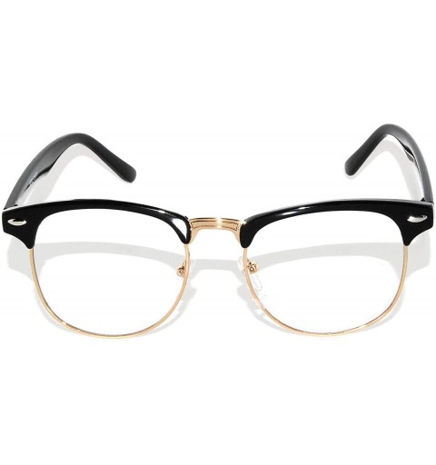 Wayfarer Retro Style Clear Lens Sunglasses Black-Gold Metal Half Frame - CP11QC82CXT $9.47