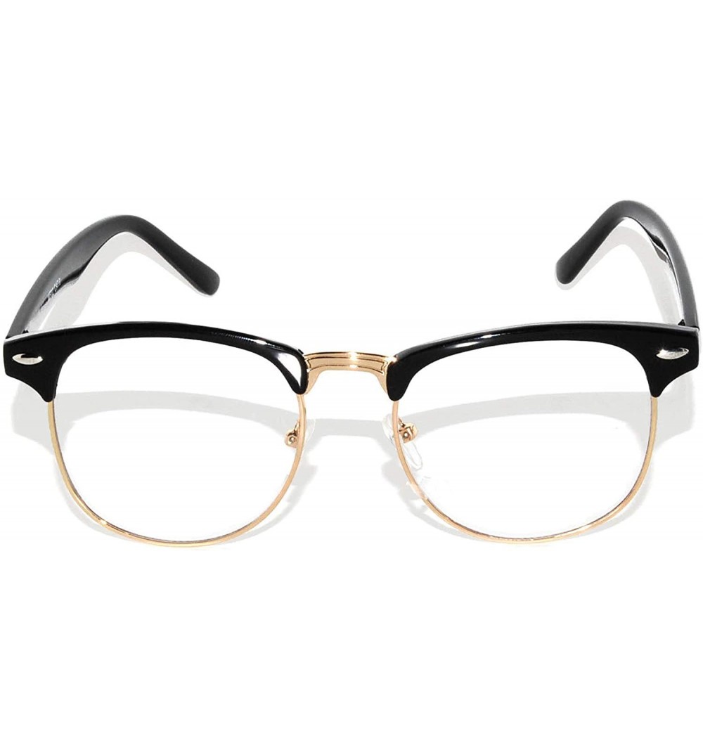 Wayfarer Retro Style Clear Lens Sunglasses Black-Gold Metal Half Frame - CP11QC82CXT $9.47