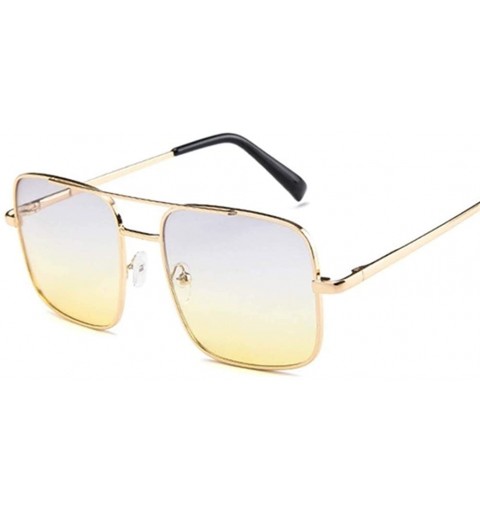 Square Flat Top Coating Ocean Sunglasses Women Big Frame Siamese Lenses Square Men Sun Glasses UV400 - Goldgray - CY198UQCHW5...