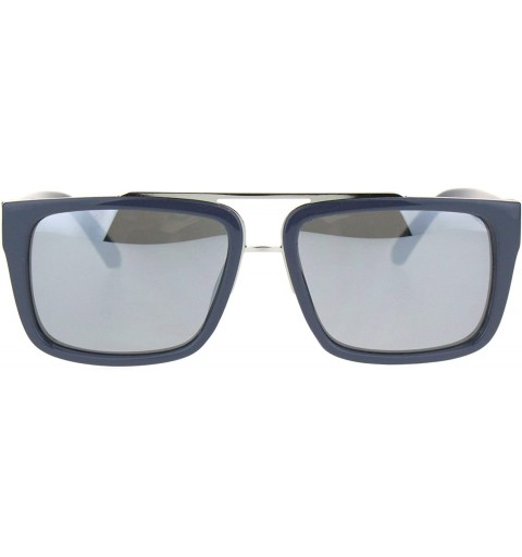 Rectangular Unisex Sunglasses Stylish Rectangular Designer Retro Fashion Shades UV 400 - Navy Silver - CT1880K0SIA $10.54