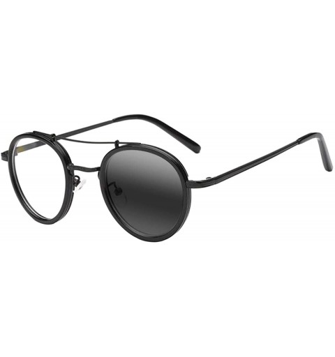 Oval Men Women Retro Oval Readers Transition Photochromic Reading Glasses UV400 Sunglasses - Black - CM18UIKOTML $16.97