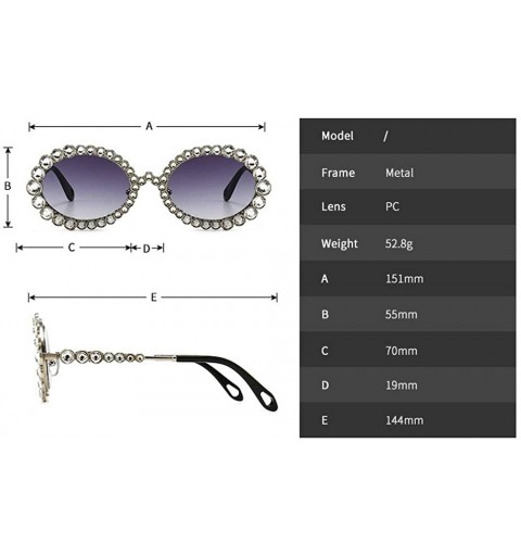 Oval 2020 New Fashion Crystal Decorative Sunglasses Oval Frame Trend Hip Hop Sunglasses - Transparent - CV1976Z3EMD $15.44