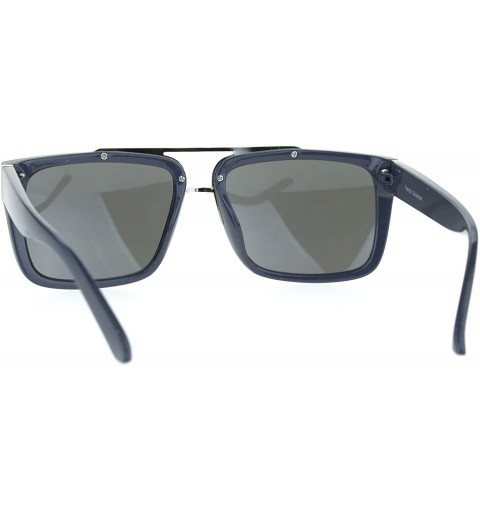 Rectangular Unisex Sunglasses Stylish Rectangular Designer Retro Fashion Shades UV 400 - Navy Silver - CT1880K0SIA $10.54
