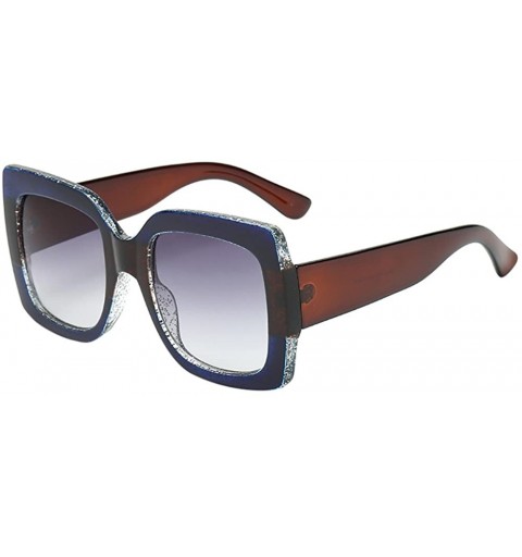 Rectangular Oversized Flat Top Sunglasses for Women Men Square Designer Fashion Shades - Multicolor B - CR18TUXQRAK $9.28