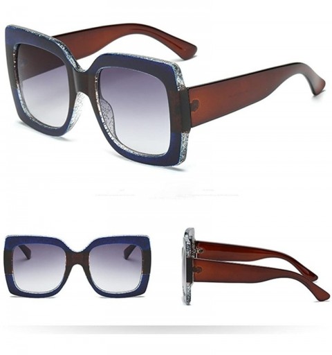 Rectangular Oversized Flat Top Sunglasses for Women Men Square Designer Fashion Shades - Multicolor B - CR18TUXQRAK $9.28