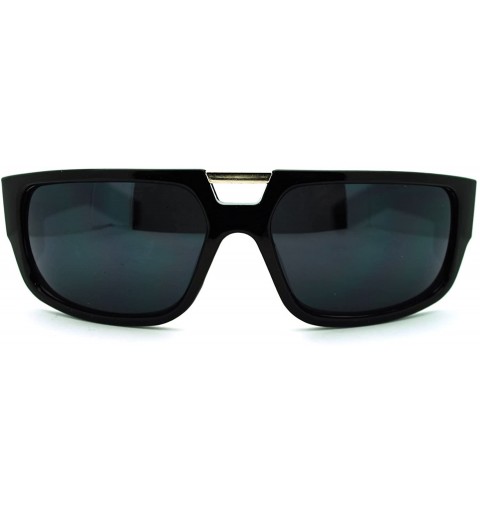 Rectangular Men's Designer Fashion Sunglasses Flat Top Rectangular Cross - Black - CA11N4BV49F $12.58