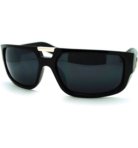 Rectangular Men's Designer Fashion Sunglasses Flat Top Rectangular Cross - Black - CA11N4BV49F $12.58