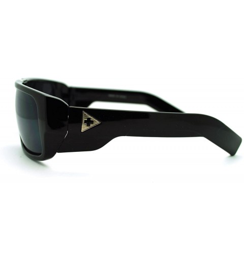 Rectangular Men's Designer Fashion Sunglasses Flat Top Rectangular Cross - Black - CA11N4BV49F $12.58
