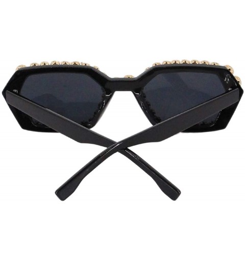 Oversized Oversized Rhinestone Aviator Sunglasses for Women Diamond Shades - Black Frame/Grey Lens - CU18UNX60WS $20.46