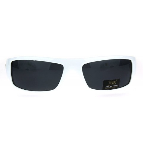 Wrap Mad Dog Hardcore Gangster Cholo Narrow Rectangular Sunglasses - White - CE1105PNQTT $9.21