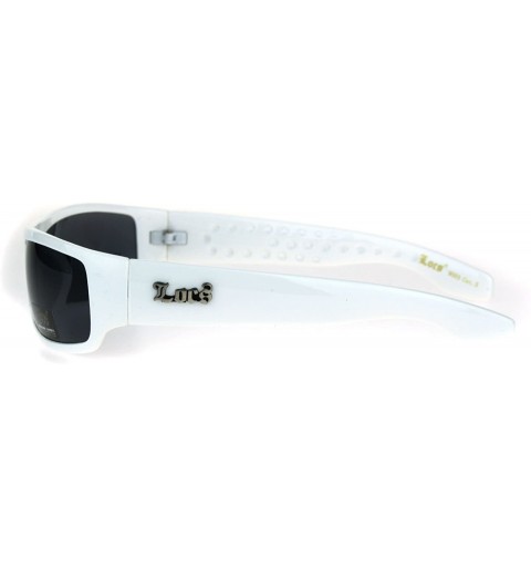 Wrap Mad Dog Hardcore Gangster Cholo Narrow Rectangular Sunglasses - White - CE1105PNQTT $9.21