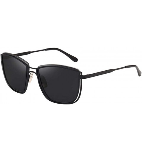 Cat Eye Unisex Vintage Cat Eye Sunglasses Retro Eyewear Fashion Big Frame Radiation Protection Sunglasses - Black - CB18SW9R3...