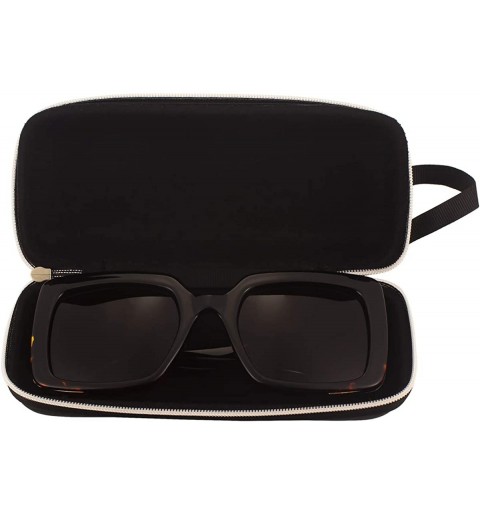 Square Square Vintage Oversized Sunglasses Classic Retro Designer Style Unisex UV400 Mirrored Glasses - Gradient Leopard - CU...