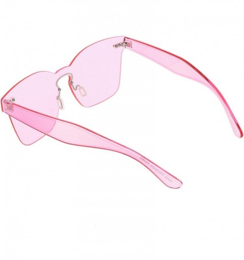 Shield Oversize Rimless Keyhole Nose Bridge Mono Flat Lens Horn Rimmed Sunglasses 59mm - Pink - CC188K0L0XG $12.93