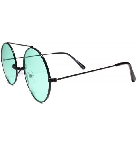 Round Classic Retro Hip Style Round Sunglasses - Green / Black - C918WGCI876 $27.80