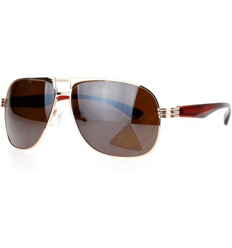 Square Mens Navigator Sunglasses Classic Square Metal Frame Fashion Shades - Gold - CY188ZXQQC6 $23.70
